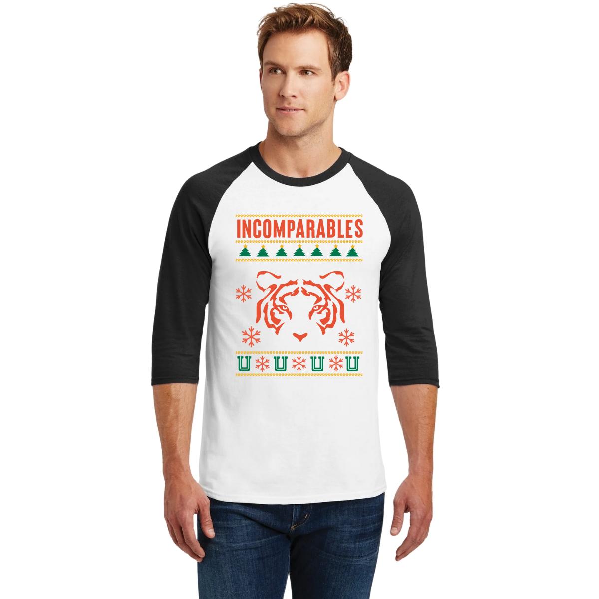 Playera Raglán Manga 3/4 Hombre Tigres UANL Navideña Incomparables