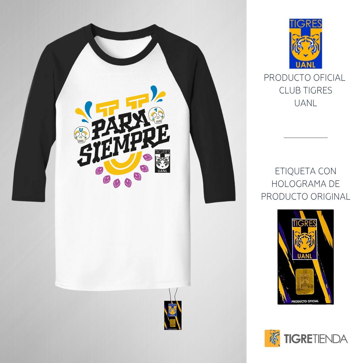 Playera Raglán Manga 3/4 Hombre Tigres UANL Día de Muertos