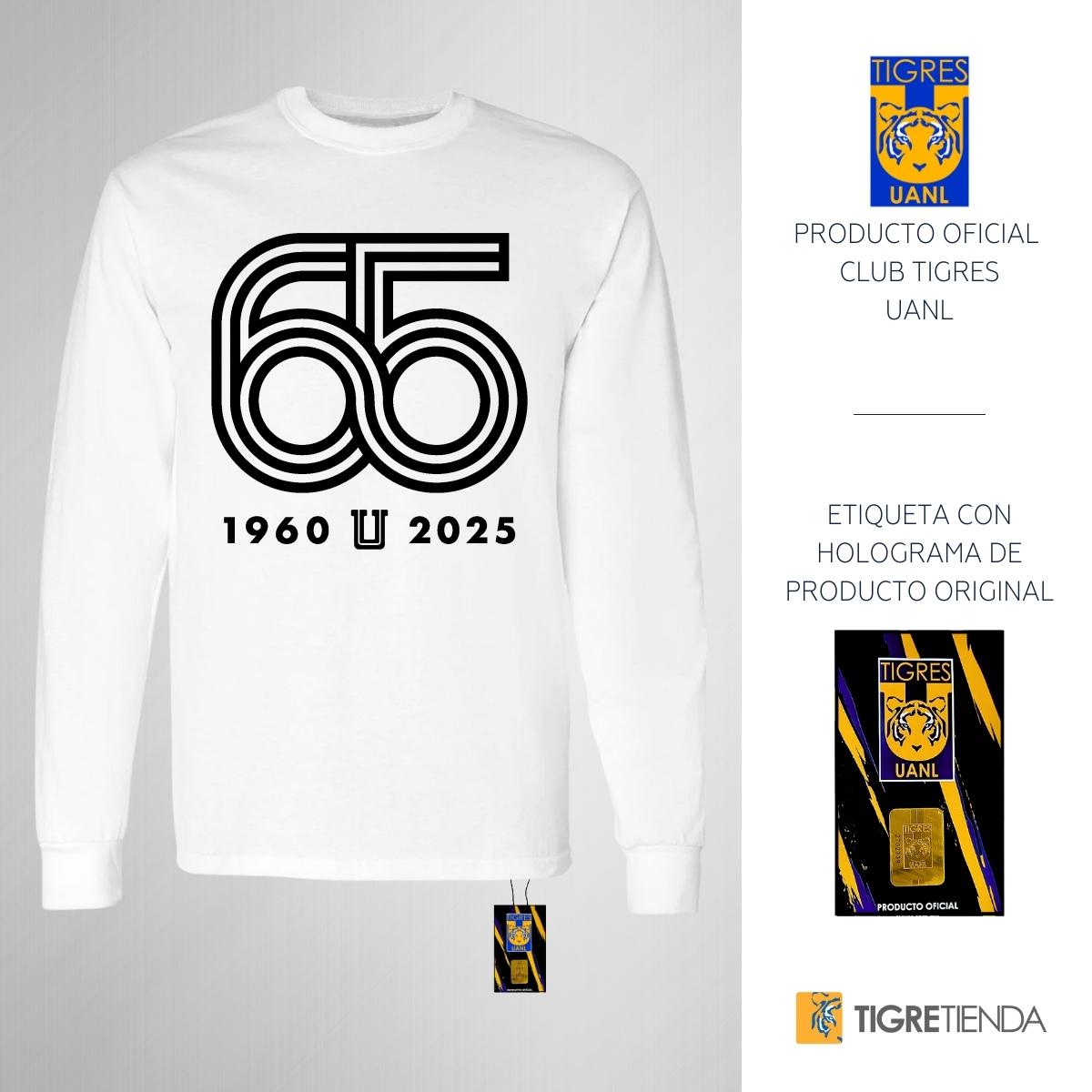 Playera Hombre Tigres UANL Manga Larga Aniversario 65