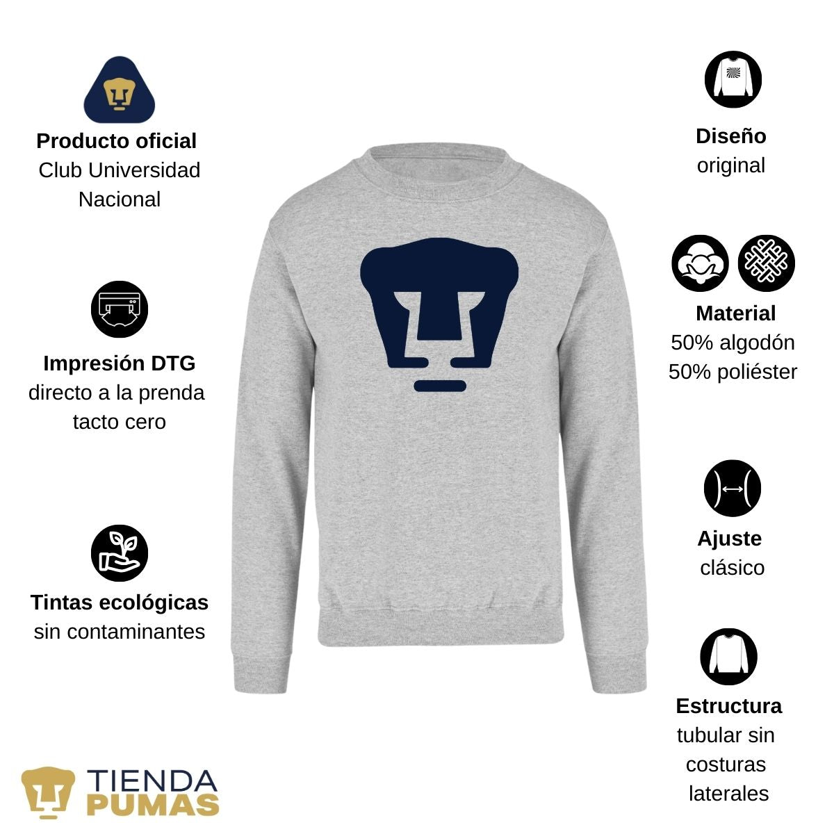 Sudadera Unisex Pumas Logo Azul