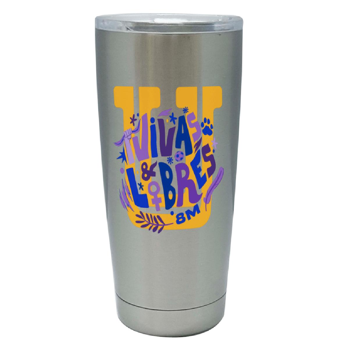 Termo Tigres Para Mujer Vivas Y Libres 20 Oz