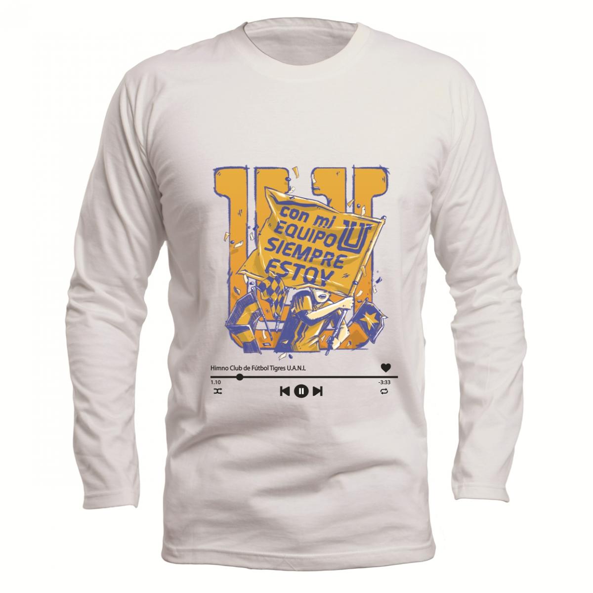 Playera Hombre Tigres Con mi Equipo Manga Larga