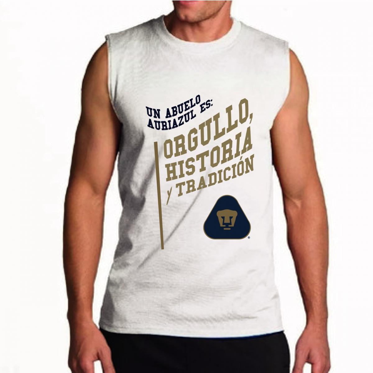 Playera Pumas UNAM Hombre Abuelo Auriazul Sin Manga OD76547