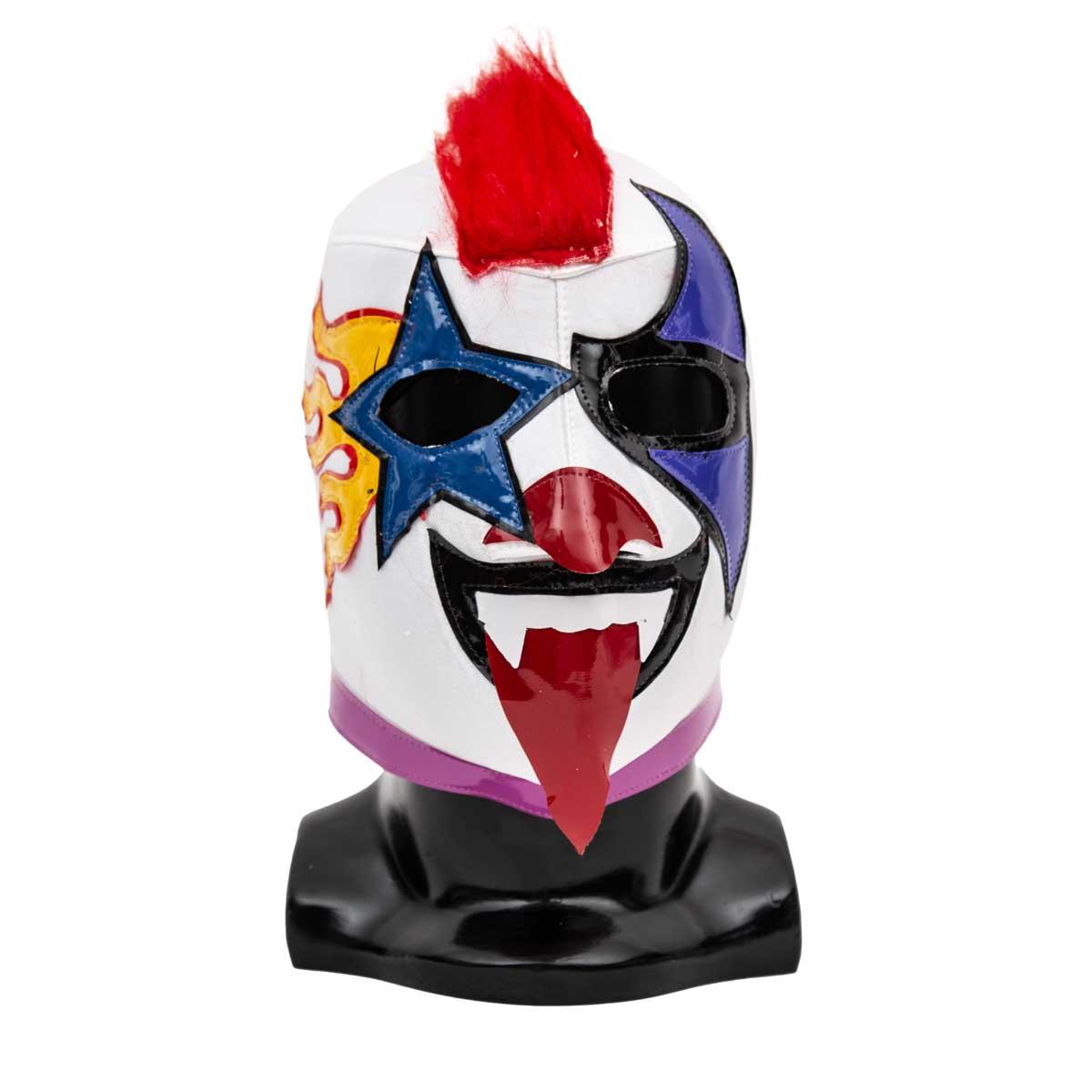 Máscara Lucha Libre AAA Psycho Clown Bco-Rojo-Fiusha AAA145