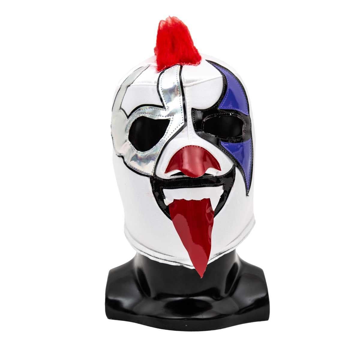 Máscara Lucha Libre AAA Psycho Clown Bco-Rojo-Plata AAA145
