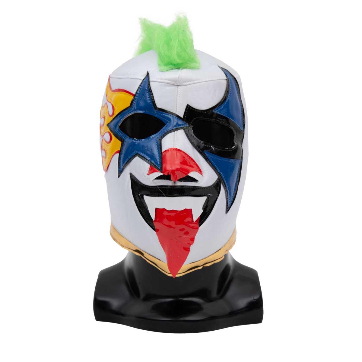 Máscara Lucha Libre AAA Psycho Clown Bco-Vde-Oro-Ngo AAA145