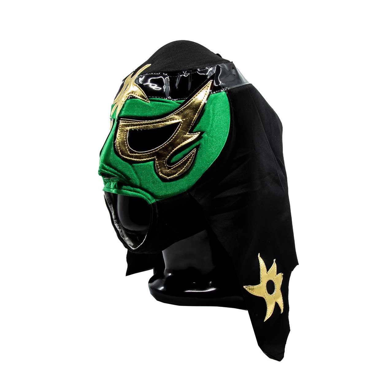 Máscara Lucha Libre AAA Pentagón Verde-Negra-Oro MAS-A-002