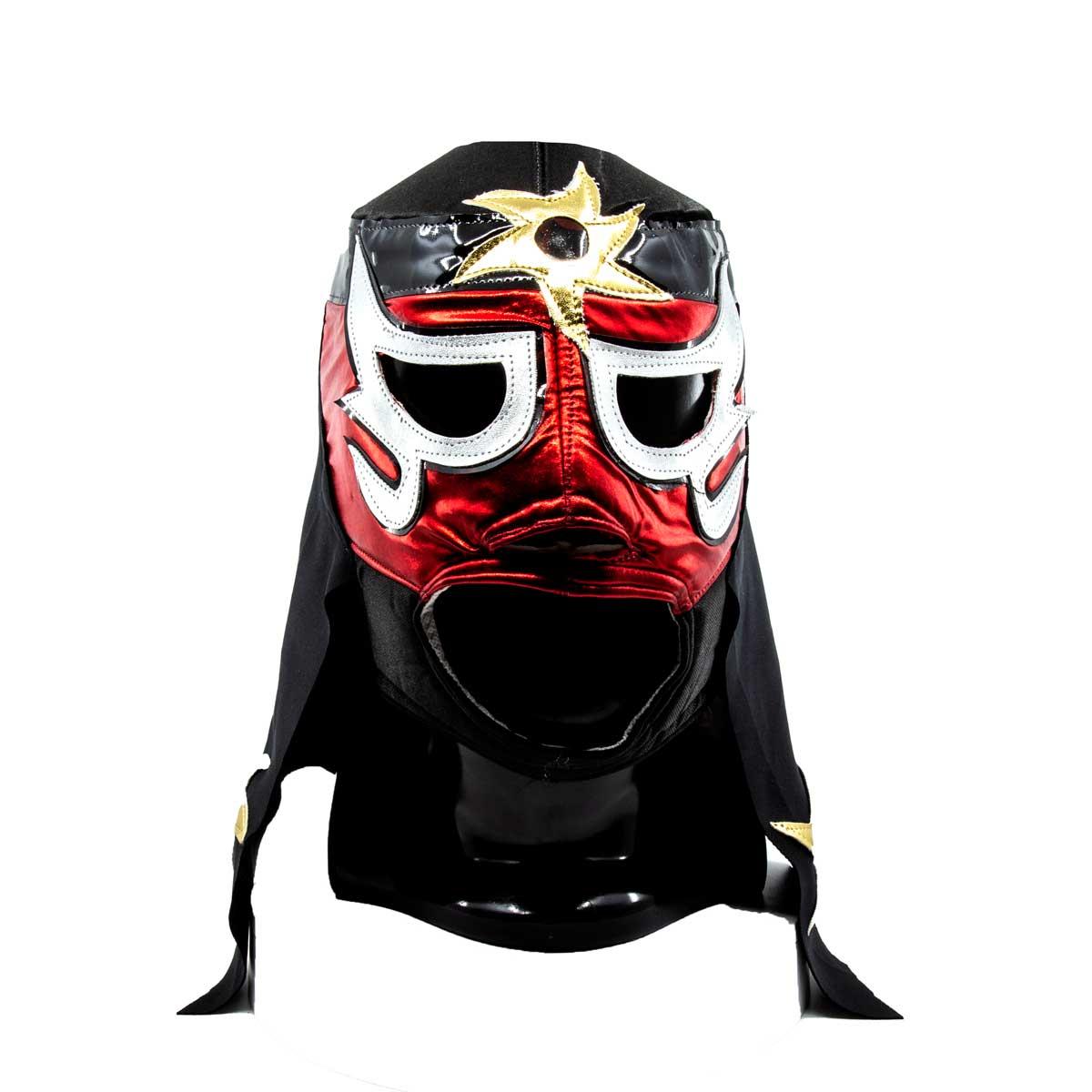 Máscara Lucha Libre AAA Pentagón Rojo-Negra-Oro MAS-A-002