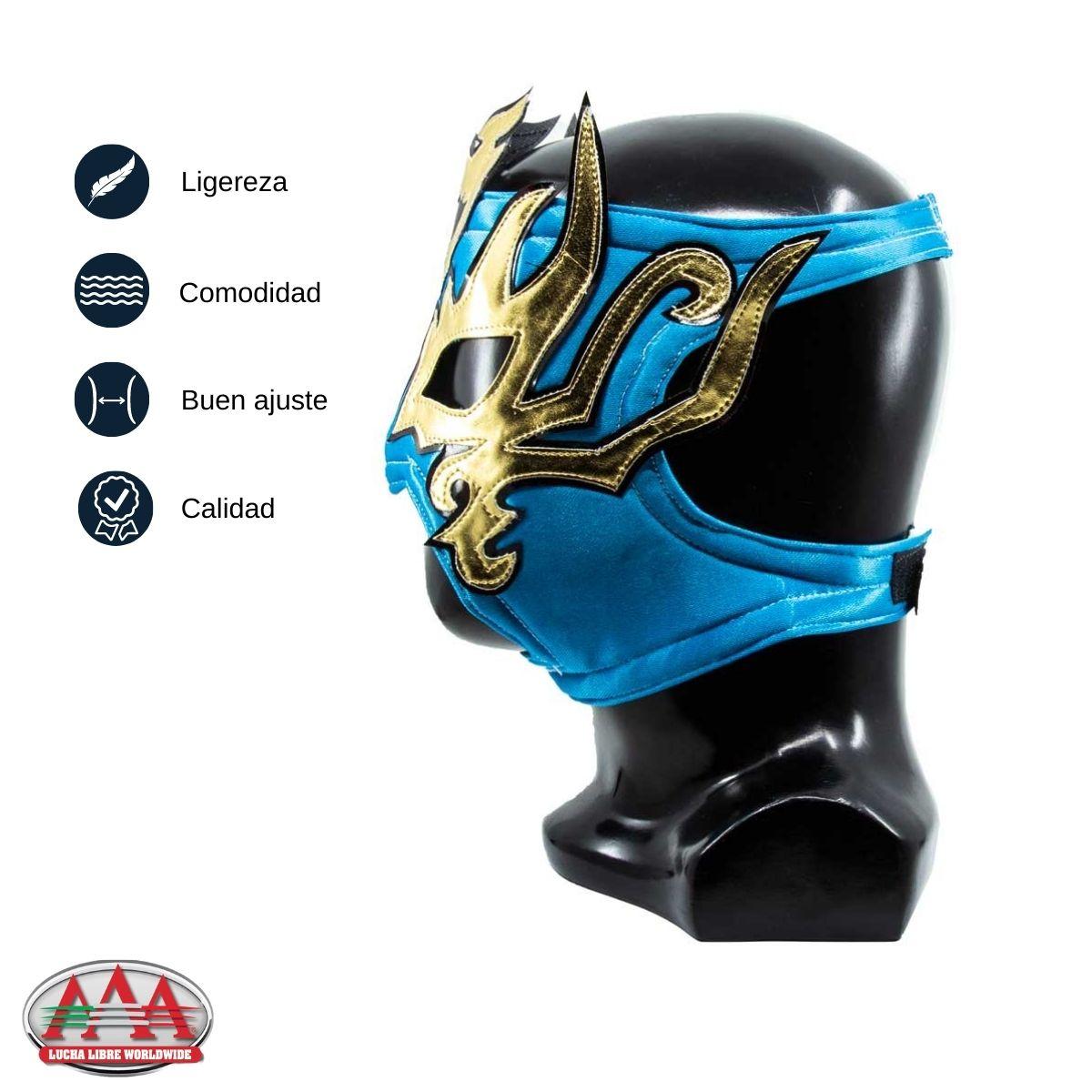 Máscara Lucha Libre AAA La Hiedra Azul-Oro MAS-A-005