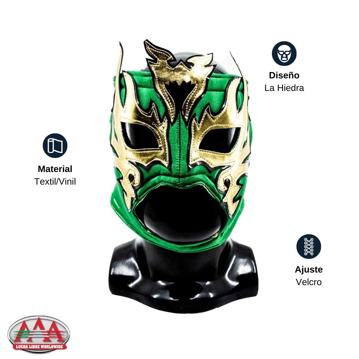 Máscara Lucha Libre AAA La Hiedra Verde-Oro MAS-A-005